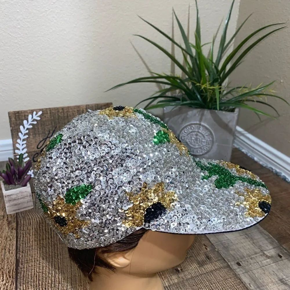 Sequin sunflower bling hat cap - Picture 2 of 7